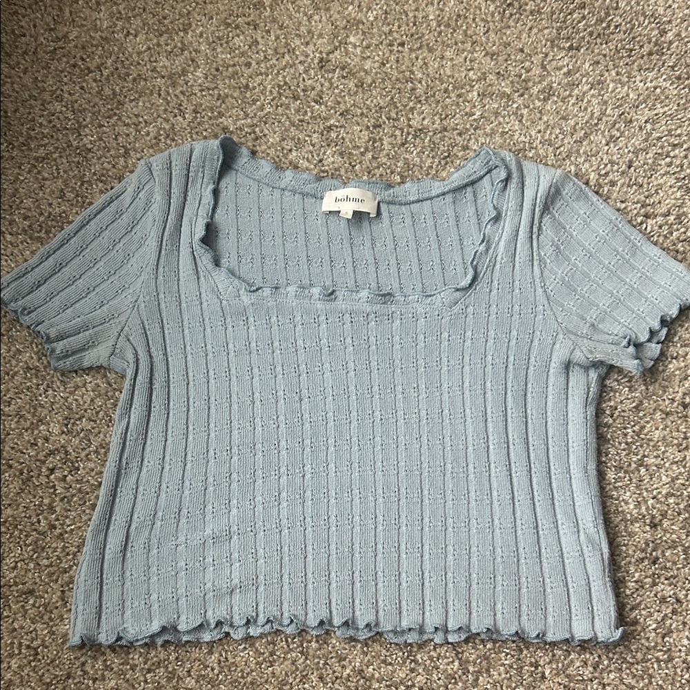 Baby Blue Textured Womens Top
